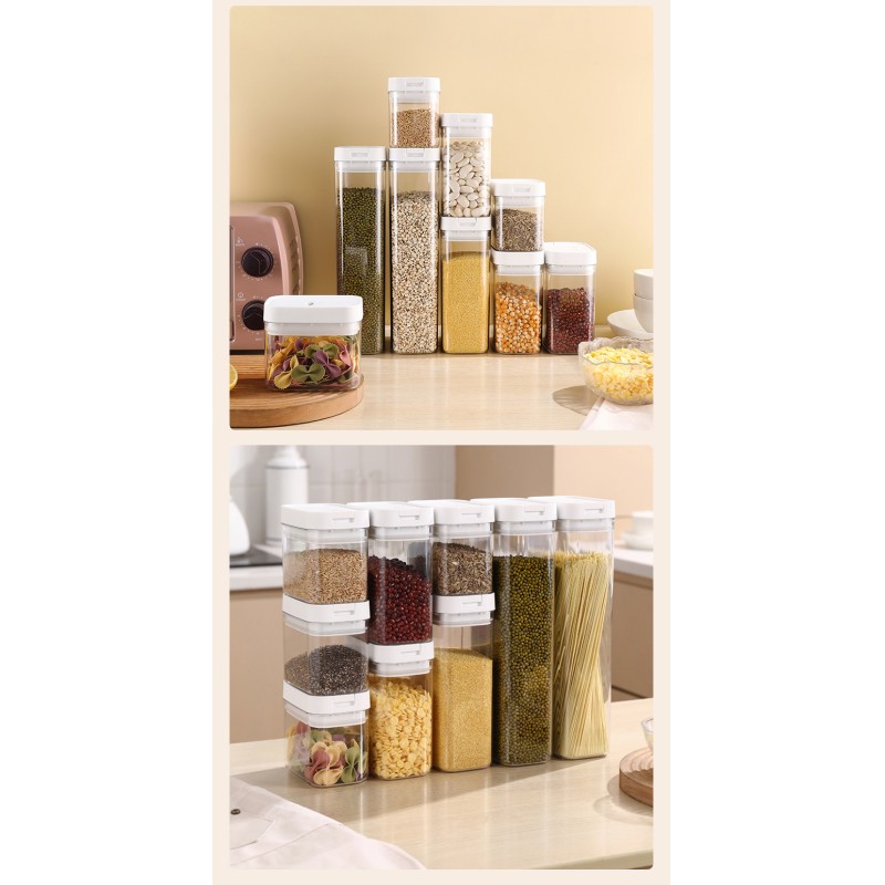 Transparent Airtight Food Storage Container with Plastic Seal Modern Kitchen Box with Latch for Cereal Pasta Snacks