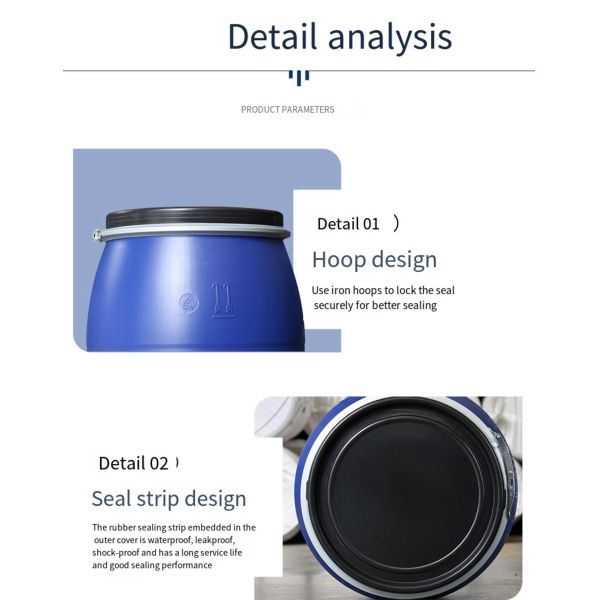 Durable Oil Barrel Storage Drum 30L Blow Molding Bucket Double Lid