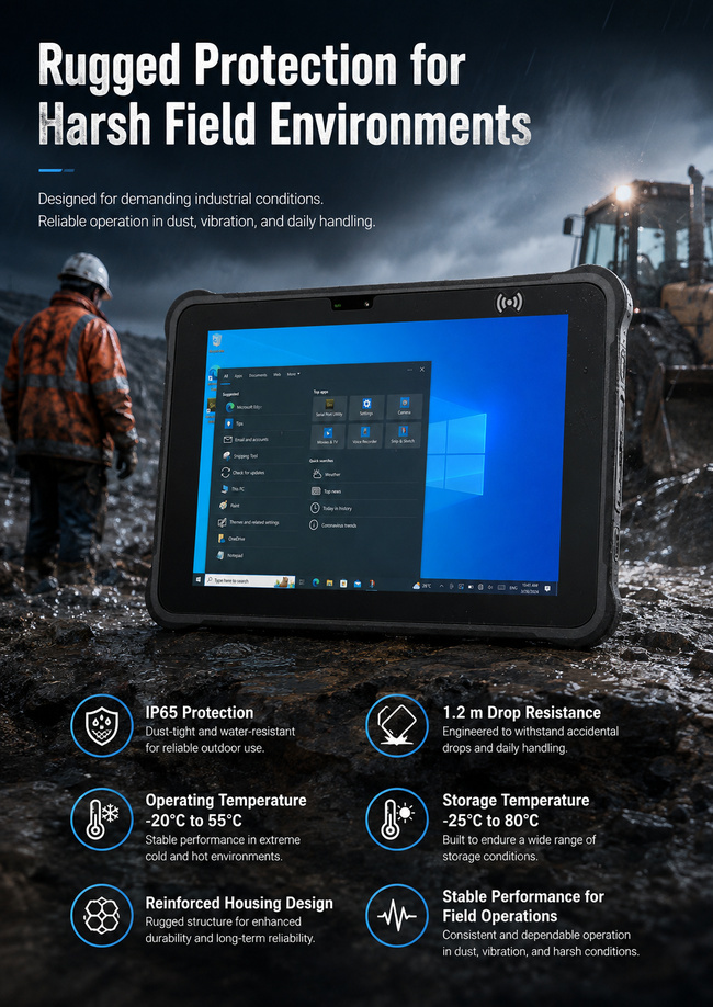Industrial Tablet PC 10.1 Inch for Plant Monitoring Work Orders and Mobile Reporting
