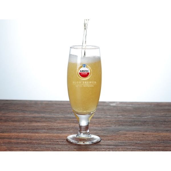 Tall Narrow Body Fluted Beer Glass For Amstel Light EEC FDA Certification