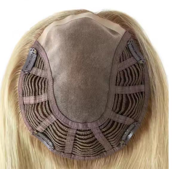 100% European Virgin Hair women Mono hair topper natural color double drawn full end full coverage mono wefted Topper