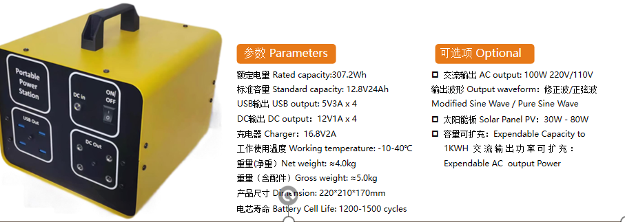 Литий-ионный аккумулятор станции 300WH NCM солнечной энергии GSEX300AC 12Volt портативный