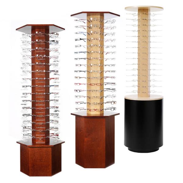 Customized Wooden Sunglasses Rack , Eyewear Display Stand Floor Standing