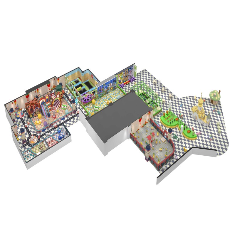 Custom Macaron All In One Indoor Villa Family Entertainment Center Soft Play Playground