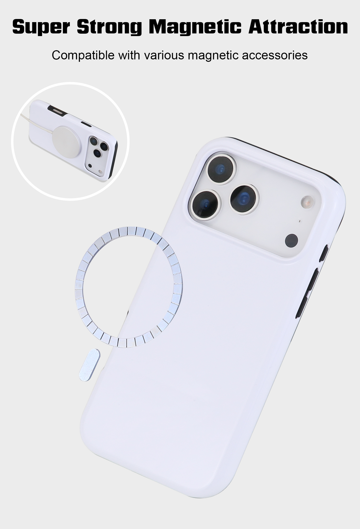 3D Sublimation Phone Case with 5m Drop Protection Built-in MagSafe and Interchangeable Artwork for iPhone Samsung