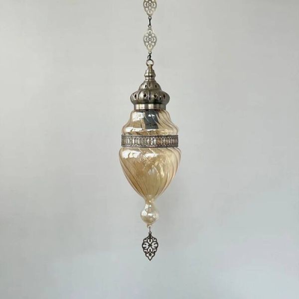 Light brown handmade glass Pendant lamp Moroccan bedroom bedside chandelier (WH-DC-76)