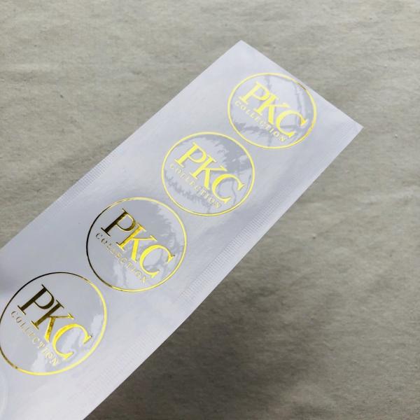 Luxury Customized Print Special Paper Labels Vinyl Clear Transparent Shiny Gold Foil Stamping Self Adhesive Labels