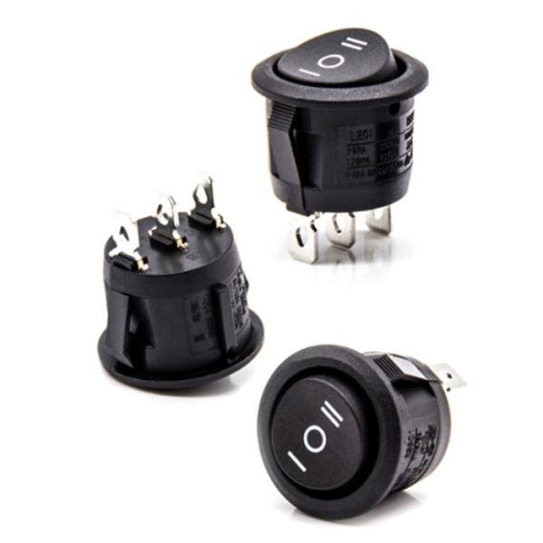 On Off On 3 Position 3 Pins Round Rocker Switch 6a 250vac 10a 125vac