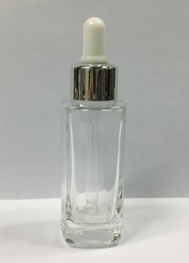 garrafas de óleo essencial de vidro da garrafa do conta-gotas do quadrado 40ml com o colar de Alumite para cuidados com a pele