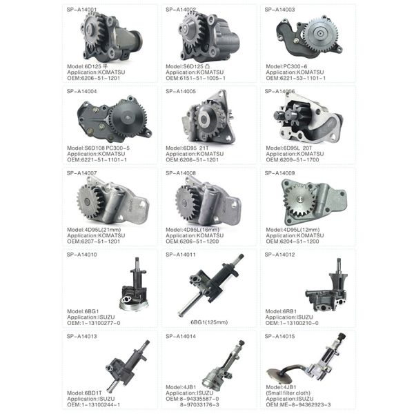 масляный насос двигателя дизеля машинных частей экскаватора 6D14 H07D 4JB1