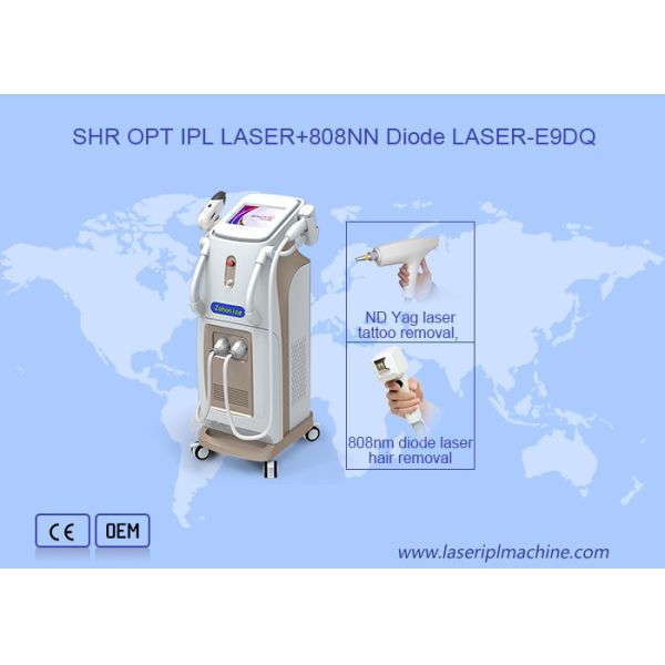 SHR OPT IPL 808nm Nd Yagダイオードレーザー脱毛美容器