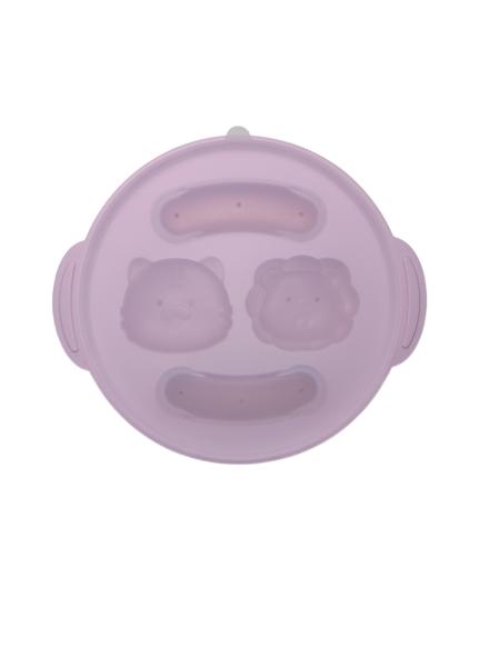 Round Divided Mushie Silicone Suction Plate Pink Personlised With Size Is 23*18*3.7 cm And Weight Is 115 Gram