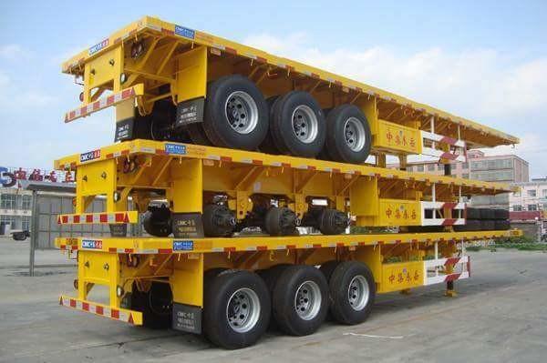 3 Axle Flatbed / Platform Semi Trailer for 20 FT/40FT/45FT Container Cargo Transport