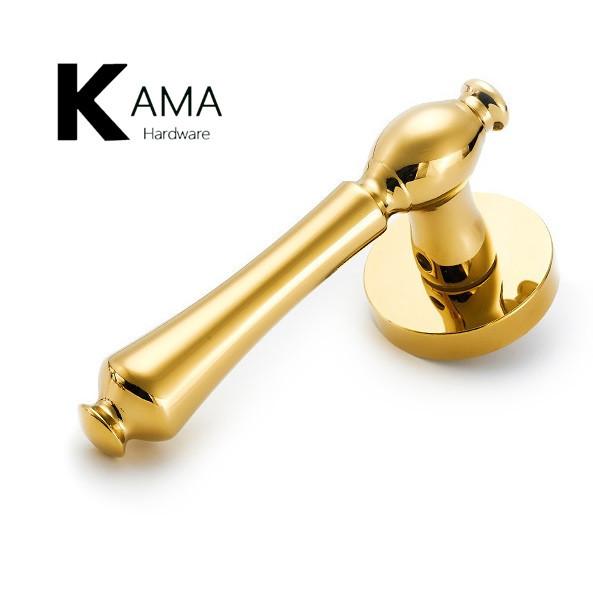 PVD Golden Split Mortise Door Lock Handle Zinc Alloy For Wooden Doors