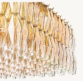 Plafond monté en laiton LED Foyer Chandelier Foyer Lumières Finition chrome moderne