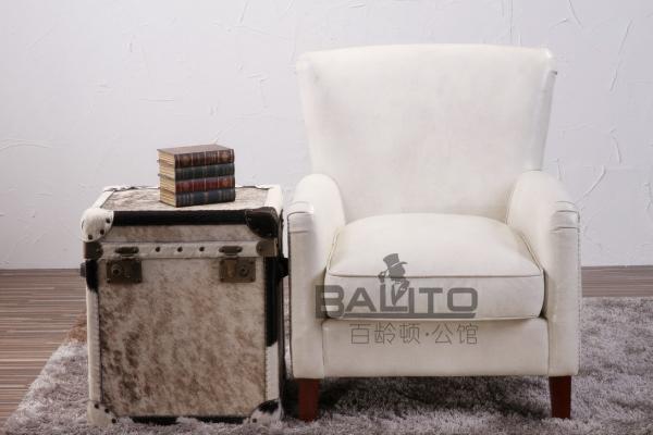 antique white leather chair,#2012