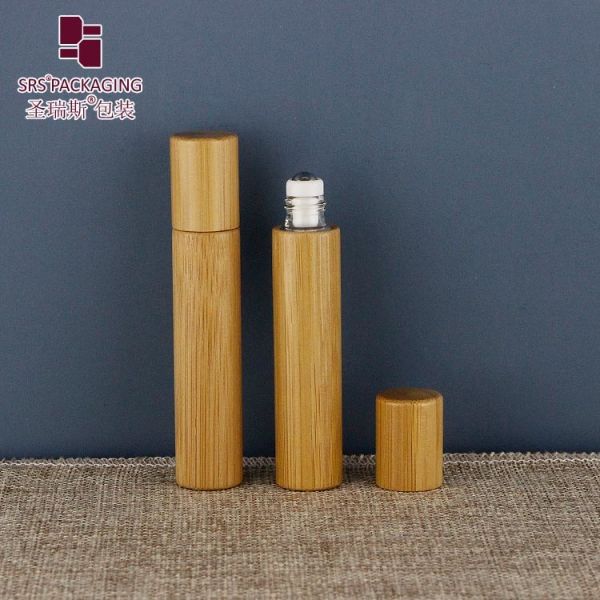 BG(S)-8ML Natural Oraganic Bamboo Cosmetic Container For Herbal Extracts With White Pe Insert Housing With Steel Ball