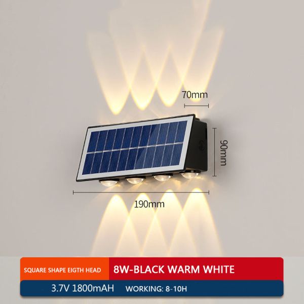 Modern Solar Wall Light for Waterproof Garden Decoration Home Night Light LED Outdoor
