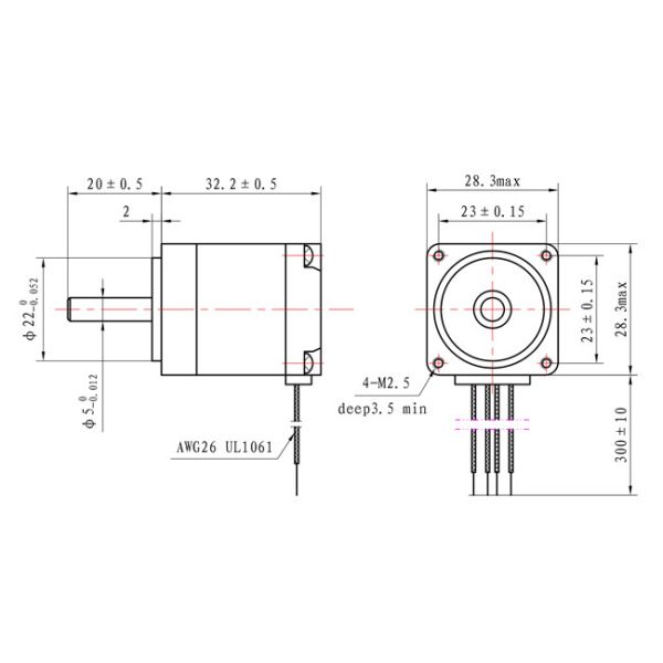 0.67A NEMA 11 гибридный Stepper Motor 28*28*32mm 80mN.M 0.67A CE ROHS