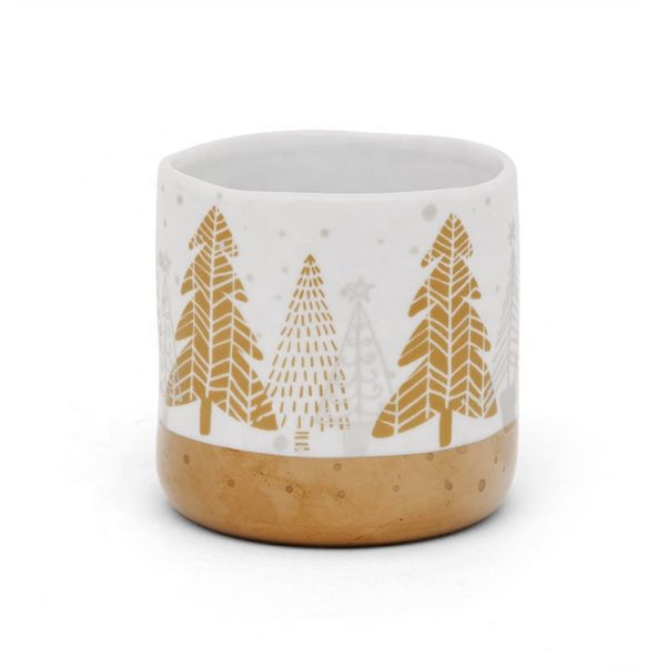 Рождественская кружка Керамическая чайная кружка Кофейная кружка Электропластированный декальный фарфор Золотой белый