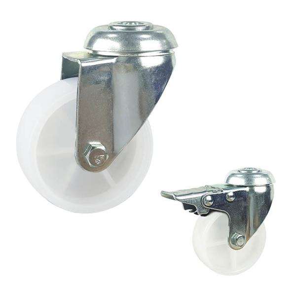 dos rodízios contínuos plásticos brancos do dever da luz da roda de 100mm cabeça de giro quadrada da placa