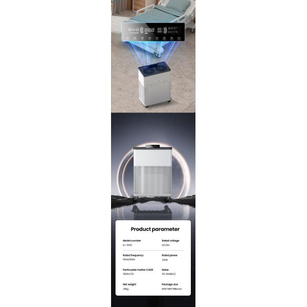 Portable 150W Smart Air Purifier With Light Perception Screen For Home Office