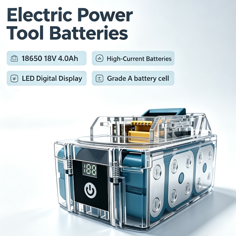 18V 4.0Ah High Capacity Lithium Power Tool Battery Packs With LED Digital Display