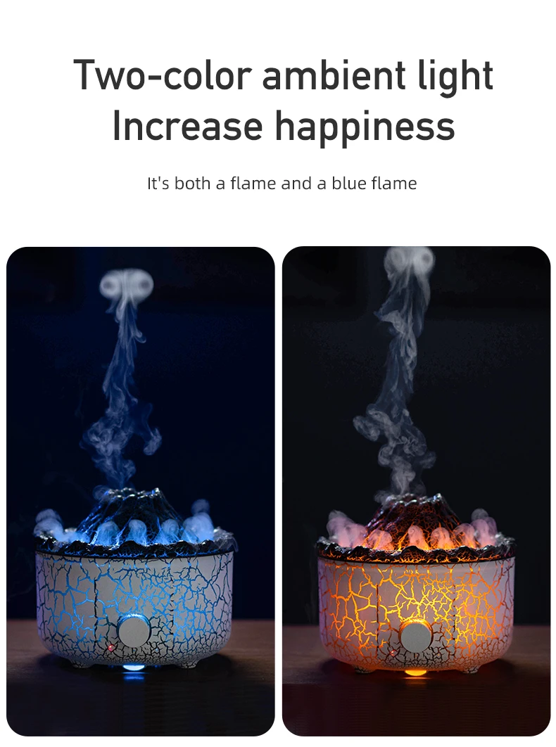 New Yoga Fire Lamp Essential Oil Diffuser Jellyfish Volcano Flame Light Humidifier Aroma Diffuser with Remote Control