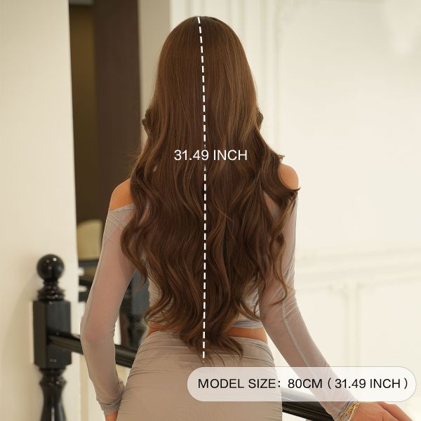 Fashion Long Body Wave Hair Light Brown Synthetic Wigs For Women