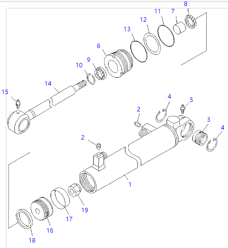 23E-63-72302 23E6372302 Cylinder Assy Seal Kit For Komatsu Grader Steering Cylinder GD305A-1/1A/3 GD355A-1S/1/3 GD405A