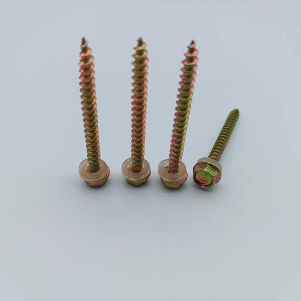 Zinc Coated ST4.8-ST6.3 Hexagonal Head Wood Tapping Screws With Washer Slotted End