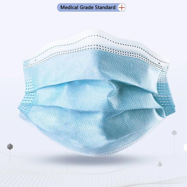 Highly Fit Blue Disposable Earloop Face Mask With 95% Filtering Efficiency