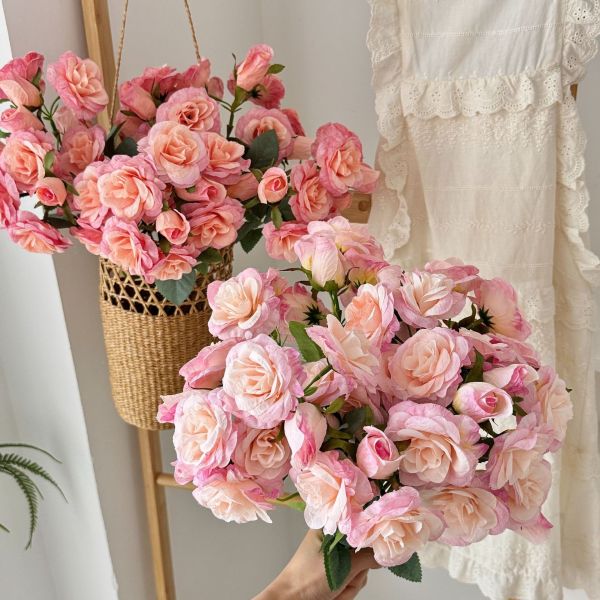 Korean style 12 head Elsa Rose Simulation Flower Rose Fake Flower Home Living Room Dining Table Decoration Photography Prop