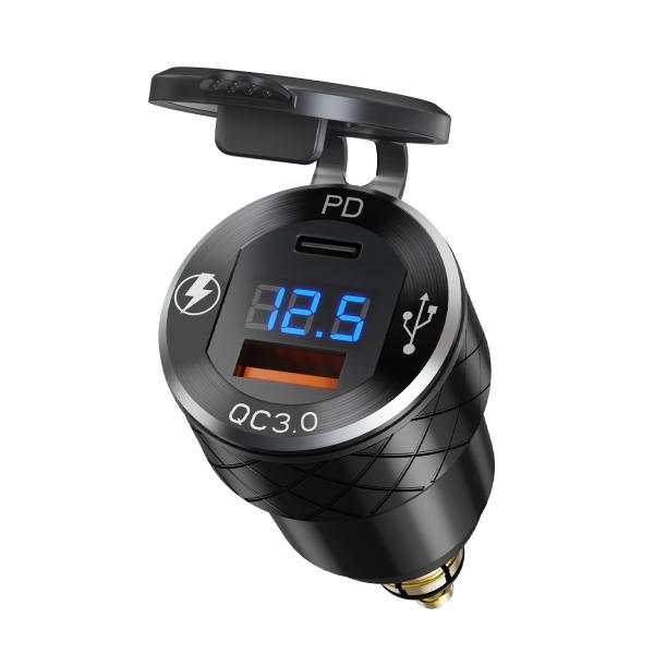 Moteur de moto PD Type C Chargeur de téléphone 12 volts Adaptateur prise en mode USB A QC3.0 Conception étanche