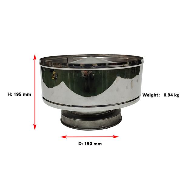 6 Double Wall Twist Lock Boiler Flue Rain Cap Anti Down Weather Resistance