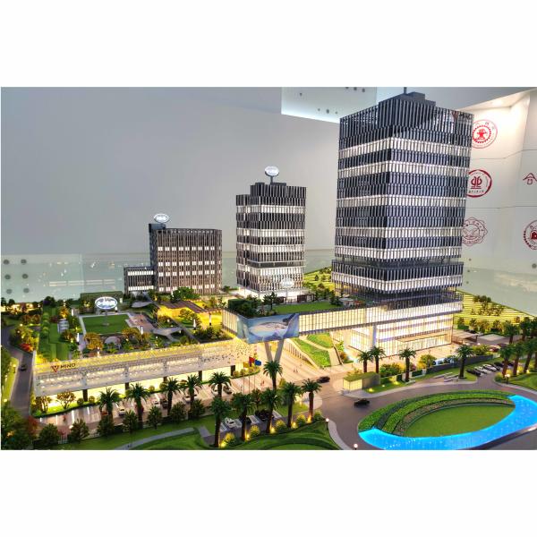 Modern Office Architectural Scale Model 1:150 Integrated Green Spaces