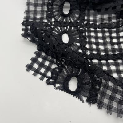 100% Polyester Lace Cotton Embroidery Fabric Textile N07-076