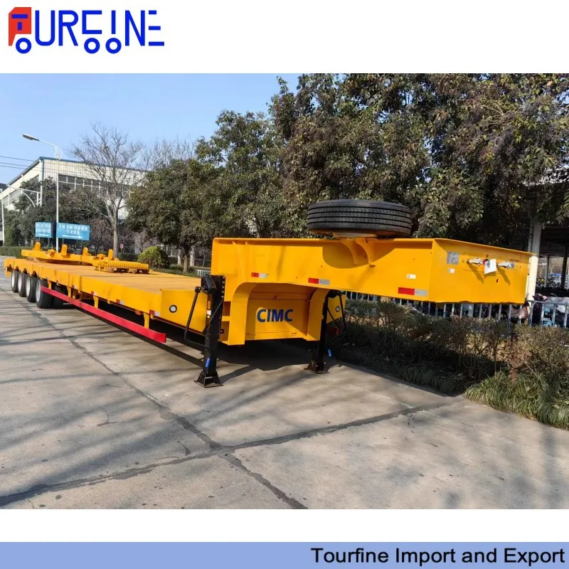Strong Loading 60 Ton 3 Axle Lowbed Trailer For Construction Equipment Transportation