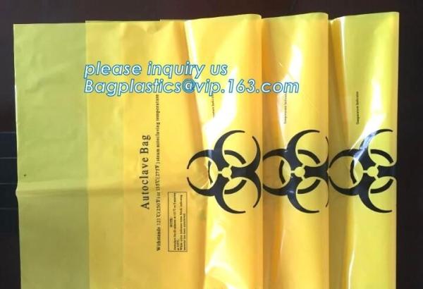 Do amarelo waste médico do saco do Biohazard o saco plástico da fita da tração, sacos médicos relativos à promoção, biohazard madical ensaca, bagplastics