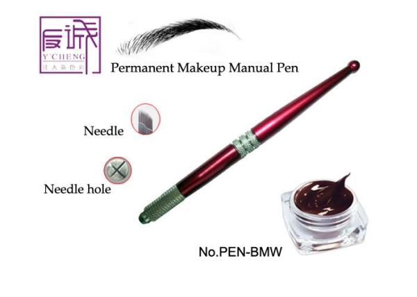 Eyebrow Permanent Makeup Manual Tattoo Pen with 15-Prong Curved Needles