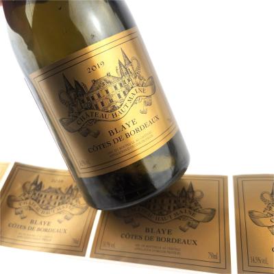 Gold Foil Waterproof Gold Label Whiskey Self Adhesive Golden Beer Label Stickers