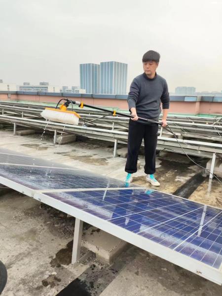 High Altitude Cleaning with Wanlv Sunny Manual Water Spray Brush and 11.4 Meters Extended Handle