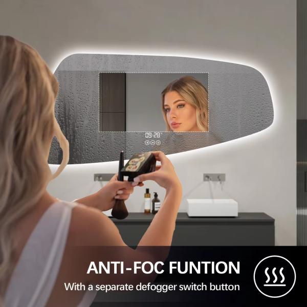 Asymmetrical Backlit LED Bathroom Mirror , Anti Fog Bathroom Mirror With Light