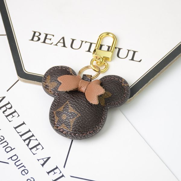 OEM Leather Teddy Bear Keychain , 65mm Cute Keychains For Women