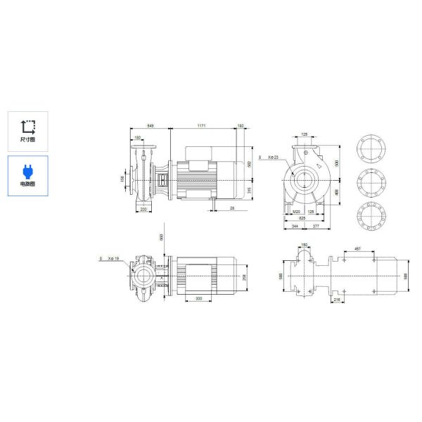 Bombas Grundfos NBG 150-125-500/548, de aspiración axial, acopladas directamente, de una etapa, para presurización de agua comercial