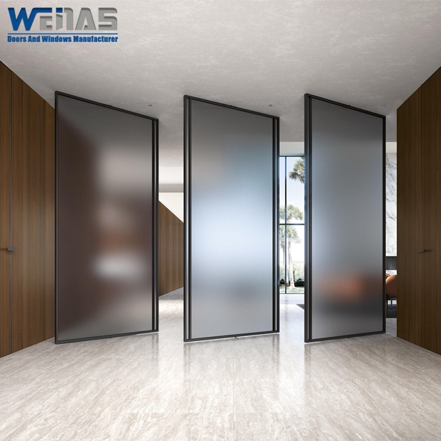 Heat Insulation Interior Aluminium Pivot Entrance Doors For House Ultra Narrow Frame