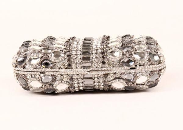 Multi Glitter Stylish Evening Stone Clutch Bag Detachable Chain For Party