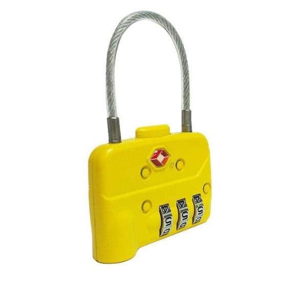 Cable zinc alloy TSA travel lock& Fashion Design yellow Tsa Luggage Lock& 80g Tsa Bag Number Lock