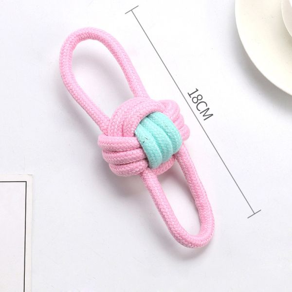Dog Toys Fashionable Interactive Pink TPR Rope Interactive Chew Cleaning Tooth