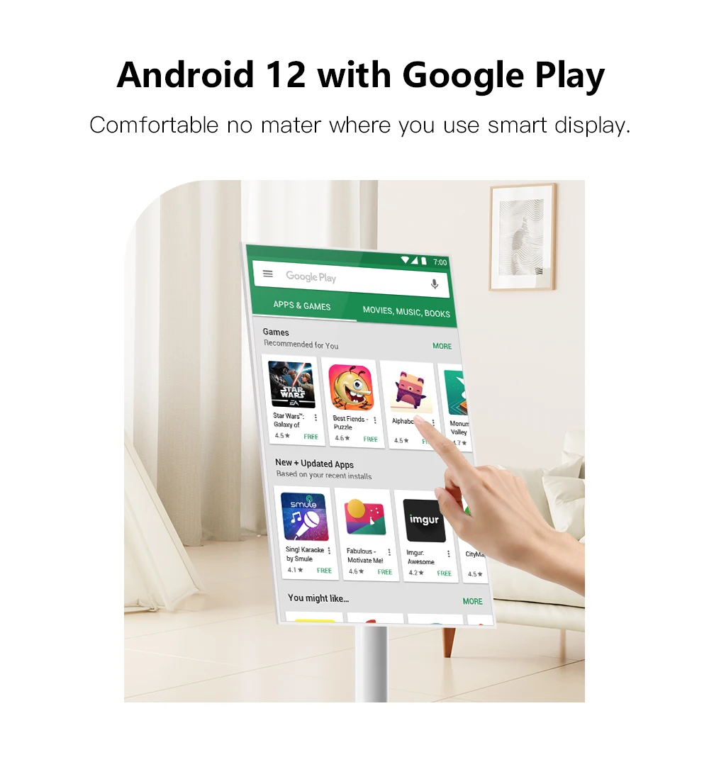 Портативный 22 дюймовый Android Standbyme TV передвигающийся Smart WiFi сенсорный экран на полу стоячий телевизор